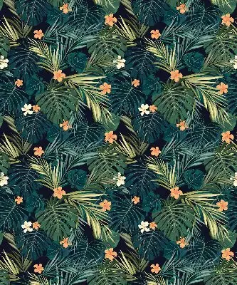 Rollo Fenster mit Motiv tropische Blätter und Blüten