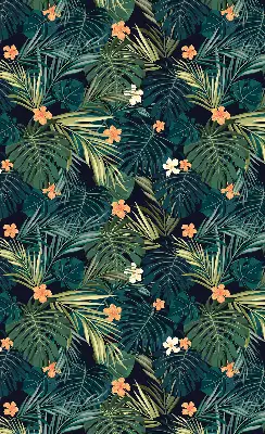 Rollo Fenster mit Motiv tropische Blätter und Blüten