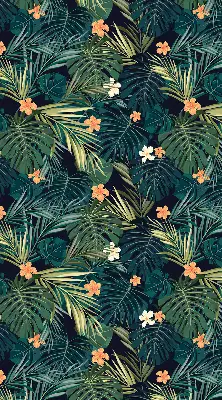 Rollo Fenster mit Motiv tropische Blätter und Blüten
