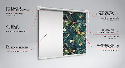 Rollo Fenster mit Motiv tropische Blätter und Blüten