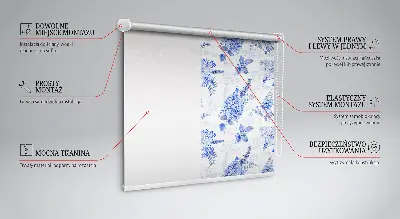 Fensterrollo mit blauem Blumenmuster