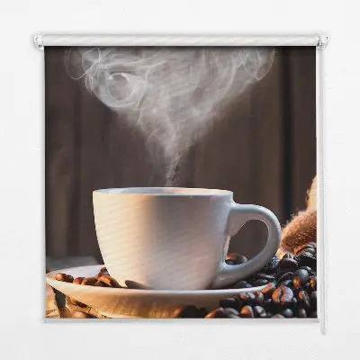 Fensterrollo mit dem Motiv einer Kaffeetasse