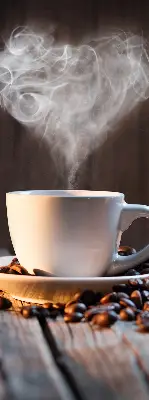 Fensterrollo mit dem Motiv einer Kaffeetasse