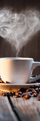 Fensterrollo mit dem Motiv einer Kaffeetasse