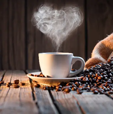 Fensterrollo mit dem Motiv einer Kaffeetasse