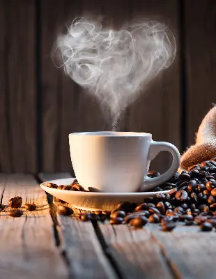 Fensterrollo mit dem Motiv einer Kaffeetasse