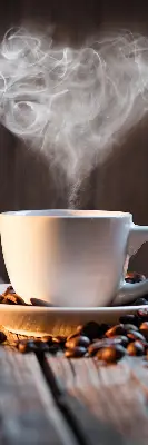 Fensterrollo mit dem Motiv einer Kaffeetasse