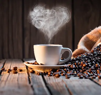 Fensterrollo mit dem Motiv einer Kaffeetasse