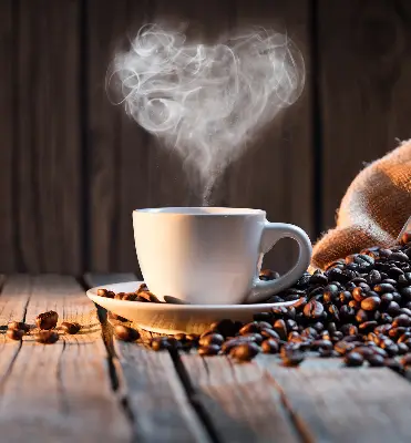 Fensterrollo mit dem Motiv einer Kaffeetasse