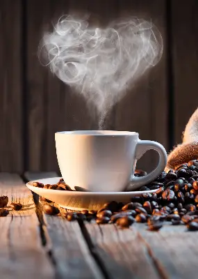 Fensterrollo mit dem Motiv einer Kaffeetasse