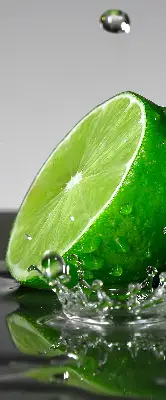Fensterrollo für den Innenbereich mit dem Motiv Limetten im Wasser
