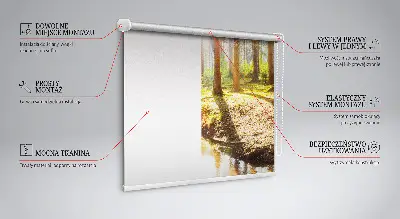 Fensterrollo mit Motiv von durch die Bäume scheinender Sonne