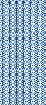 Fensterrollo mit blauem Formenmuster