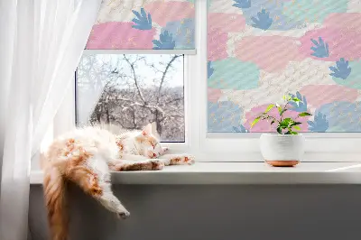 Fensterrollo für den Innenbereich mit Motiv von Spuren auf farbigem Hintergrund
