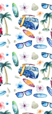 Fensterrollo mit Motiv von Autos und Palmen aus Hawaii