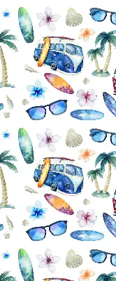 Fensterrollo mit Motiv von Autos und Palmen aus Hawaii