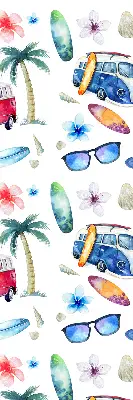 Fensterrollo mit Motiv von Autos und Palmen aus Hawaii
