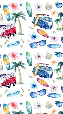 Fensterrollo mit Motiv von Autos und Palmen aus Hawaii