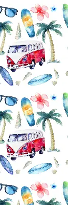 Fensterrollo mit Motiv von Autos und Palmen aus Hawaii
