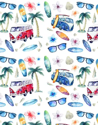 Fensterrollo mit Motiv von Autos und Palmen aus Hawaii