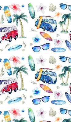 Fensterrollo mit Motiv von Autos und Palmen aus Hawaii