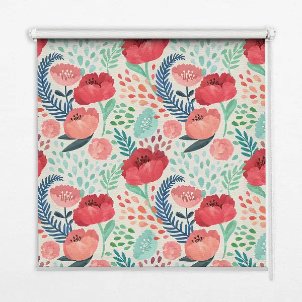 Fensterrollo für den Innenbereich mit Mohnblumenmotiv