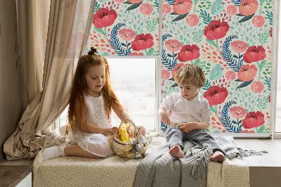 Fensterrollo für den Innenbereich mit Mohnblumenmotiv