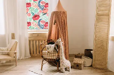 Fensterrollo für den Innenbereich mit Mohnblumenmotiv