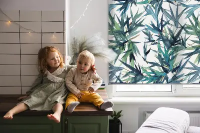 Fensterrollo für den Innenbereich mit Blättermotiv