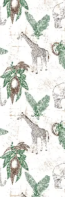 Rollo Fenster mit Motiv von Giraffen Elefanten und Blättern