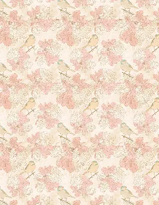 Fensterrollo mit Motiv von Vögeln zwischen Blumen