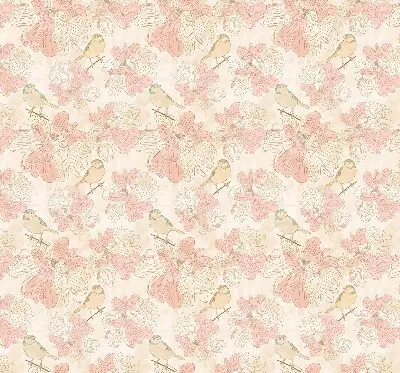 Fensterrollo mit Motiv von Vögeln zwischen Blumen