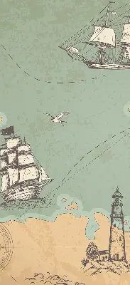 Fensterrollo mit Motiv einer Ozeankarte