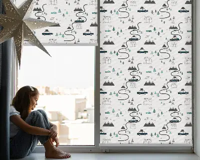 Rollo Fenster mit Wald und Bergpfad Muster