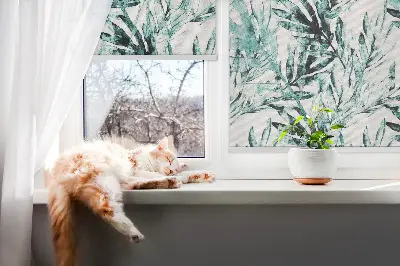 Fensterrollo für den Innenbereich mit Blättermotiv