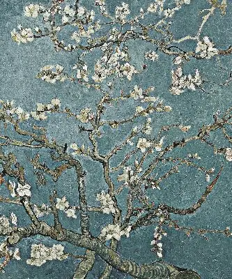 Fensterrollo mit Zweigen auf blauem Hintergrund