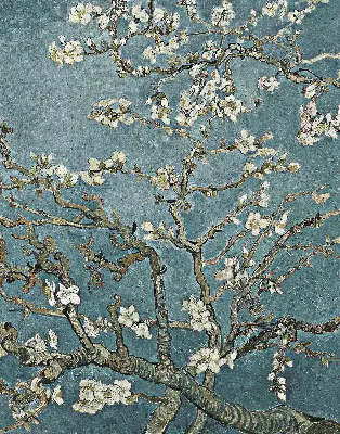 Fensterrollo mit Zweigen auf blauem Hintergrund