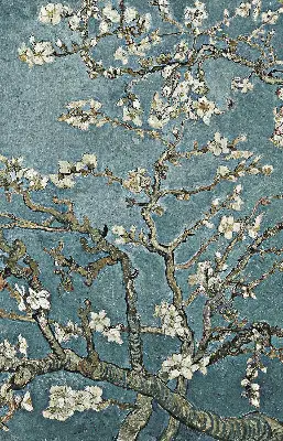 Fensterrollo mit Zweigen auf blauem Hintergrund