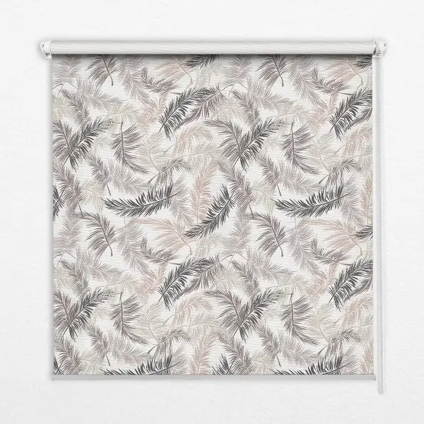 Fensterrollo mit Pflanzenblätter-Motiv