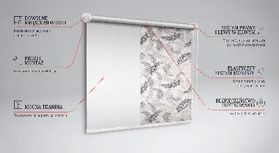 Fensterrollo mit Pflanzenblätter-Motiv