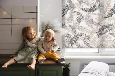 Fensterrollo mit Pflanzenblätter-Motiv