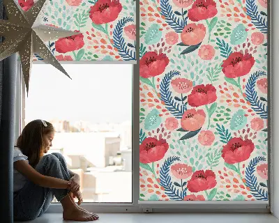 Fensterrollo für den Innenbereich mit Mohn-Motiv