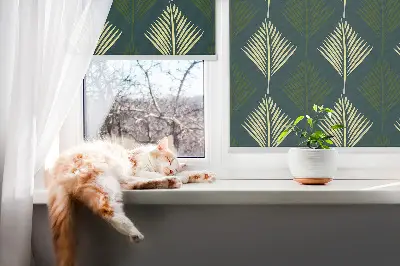 Fensterrollo mit Pflanzenmotiv