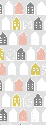 Fensterrollo für den Innenbereich mit Motiv gezeichneter Häuser