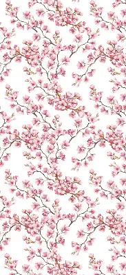 Rollo Fenster mit Motiv von rosa Blütenblättern eines Baumes