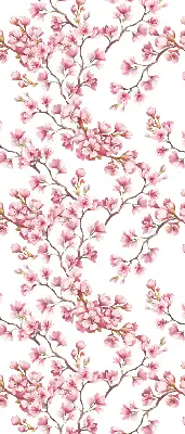 Rollo Fenster mit Motiv von rosa Blütenblättern eines Baumes
