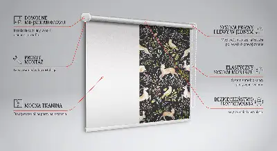 Fensterrollo für den Innenbereich mit Motiv von Rehen, Vögeln und Kaninchen