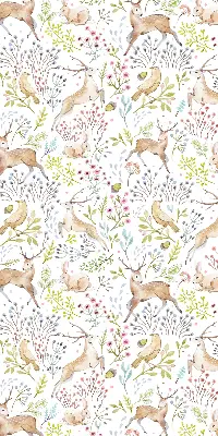 Rollo mit Tiermotiven mit Rehen Vögeln und Kaninchen