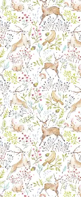 Rollo mit Tiermotiven mit Rehen Vögeln und Kaninchen