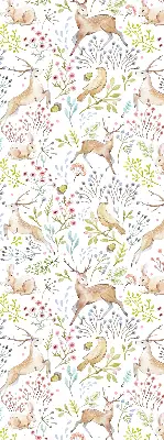 Rollo mit Tiermotiven mit Rehen Vögeln und Kaninchen
